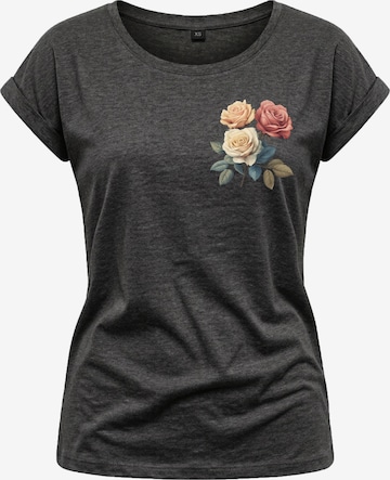 MAKAYA Shirt 'Three Roses' in Grey: front
