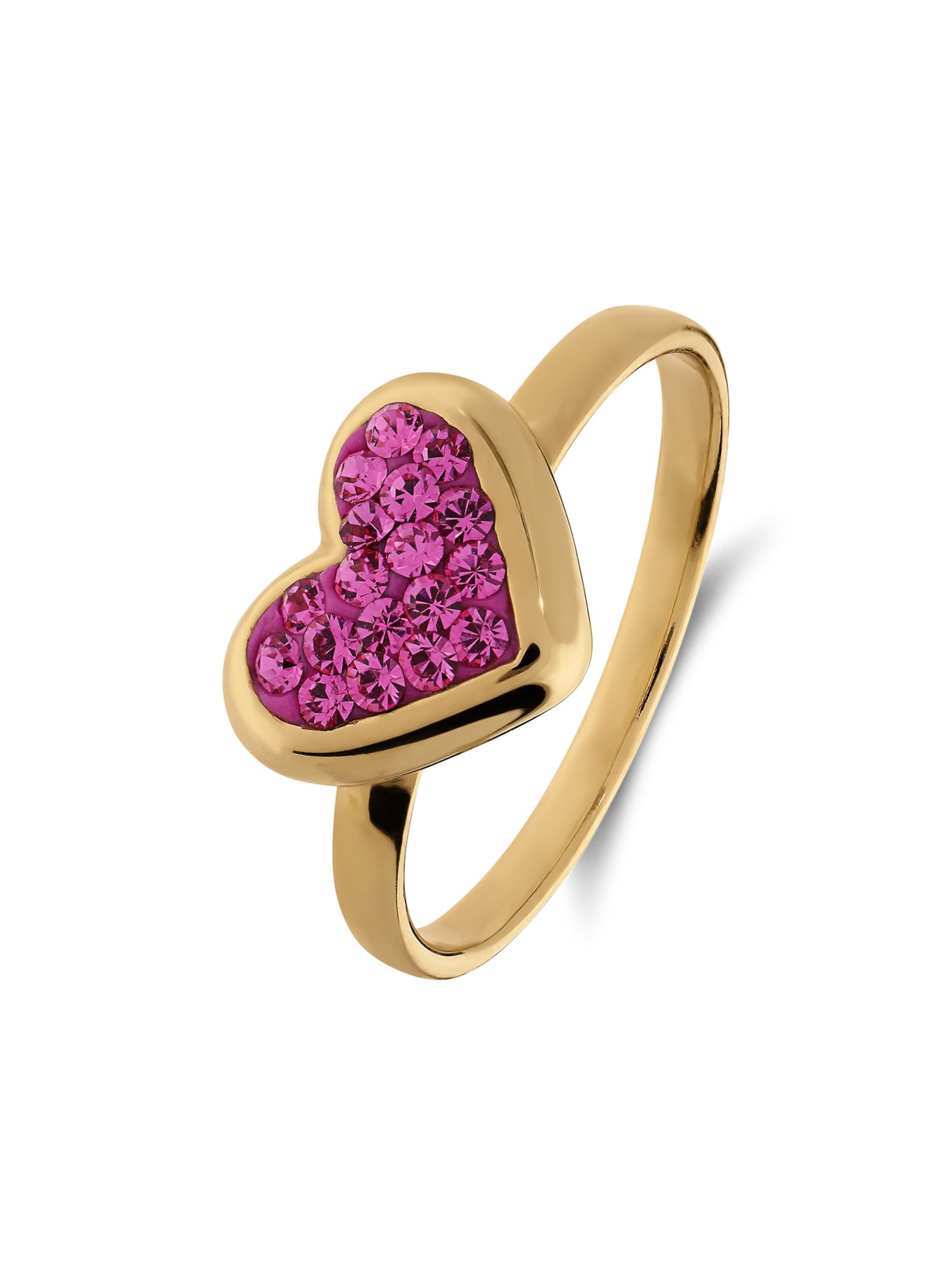 Lucardi Ring 'Herz' in Gold: Vorderseite