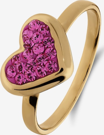 Lucardi Ring 'Herz' in Gold: Vorderseite