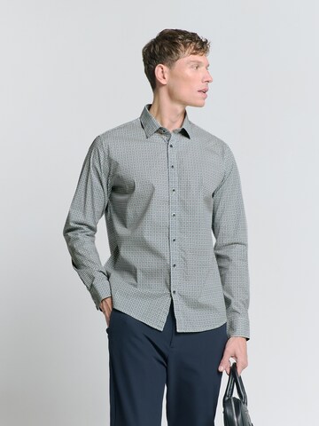 No Excess Slim fit Overhemd in Blauw: voorkant
