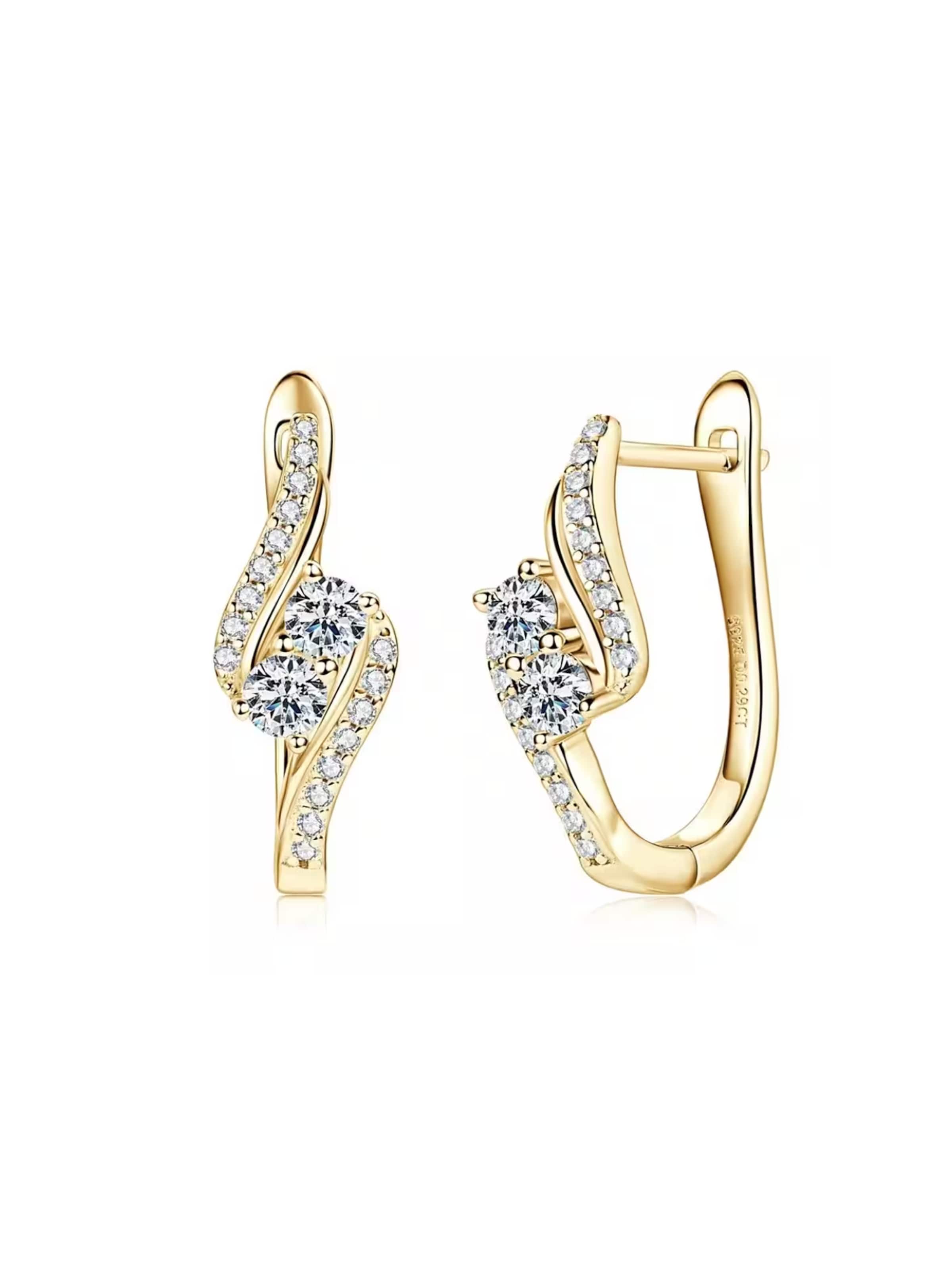 ROUGEMONT Jewellery Ohrringe 'Funkelnde Moissanit Creolen Ohrringe mit Echtheitszertifikat'‌‌‌‌‌‌ in Gold: Vorderseite