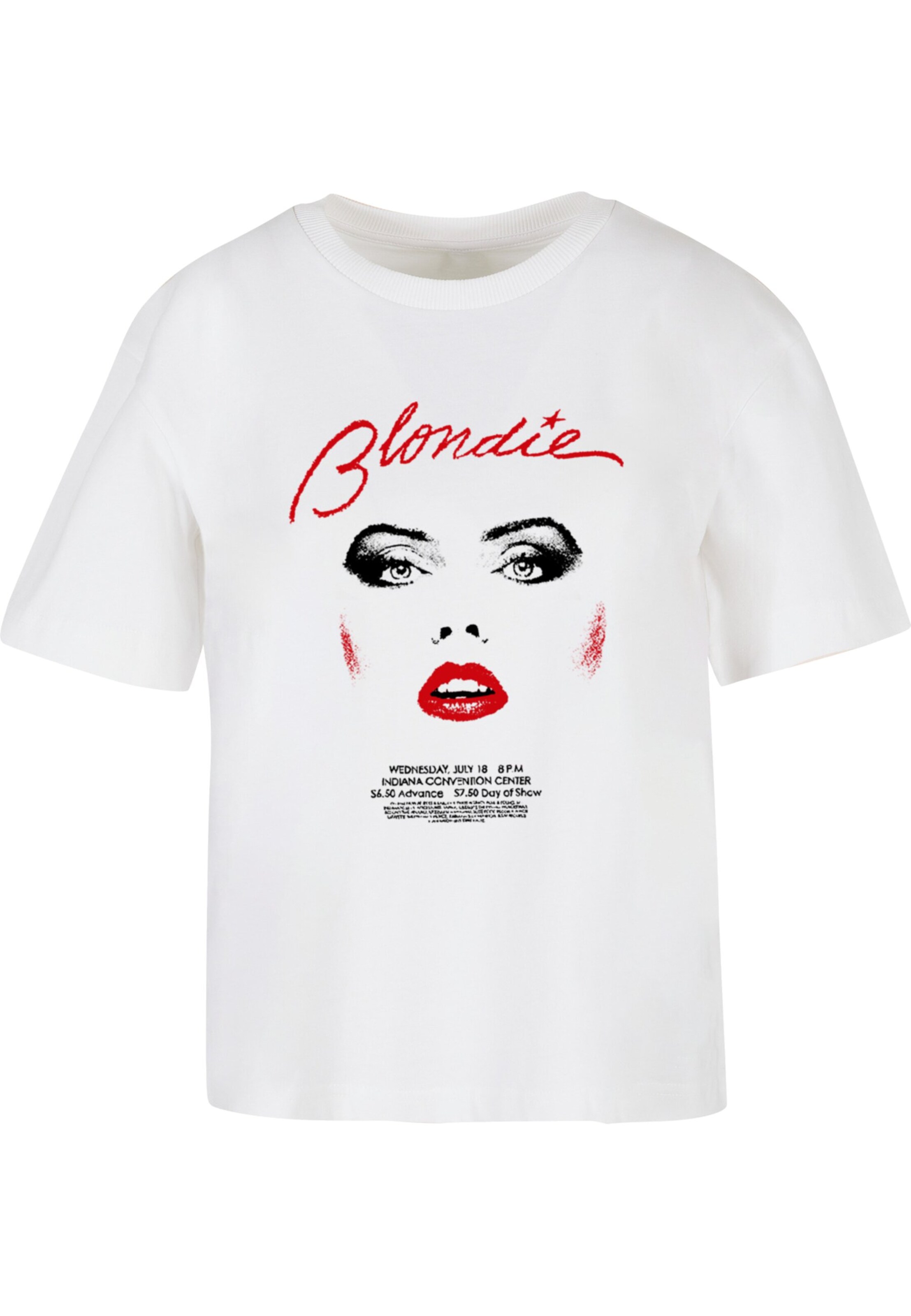 Merchcode Shirt 'Blondie Indiana' in Wit: voorkant