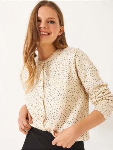 Bianco Lucci Knit Cardigan in Beige