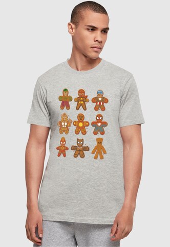 ABSOLUTE CULT Shirt 'Marvel Universe - Christmas Gingerbread Avengers' in Grey: front
