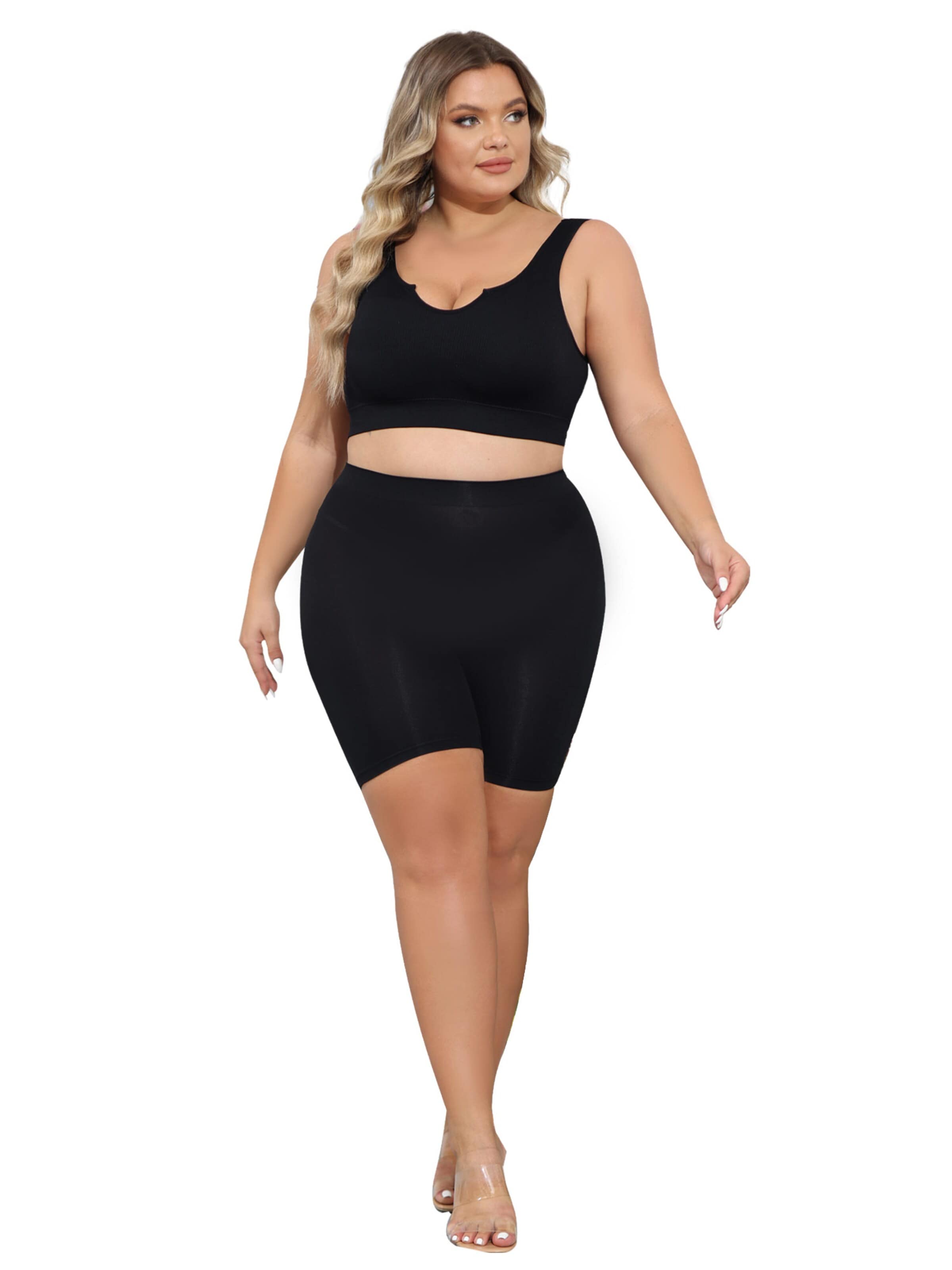 MEETWEE Push-up Sport-BH '3 Pack Sports Bras Plus Size'‌‌ in Schwarz