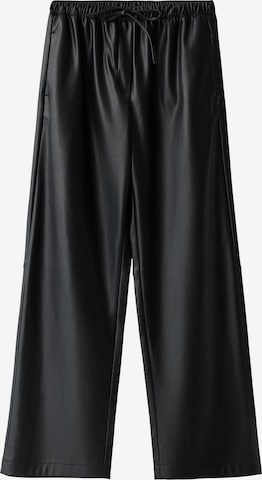 Wide leg Pantaloni de la Bershka pe negru: față
