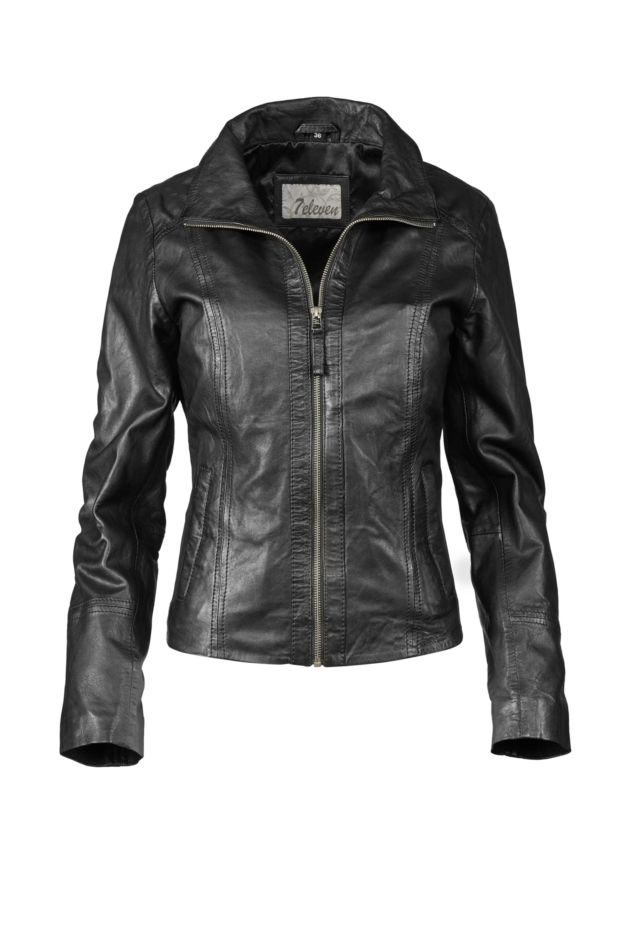 7ELEVEN Lederjacke 'SETammy' in schwarz, Produktansicht