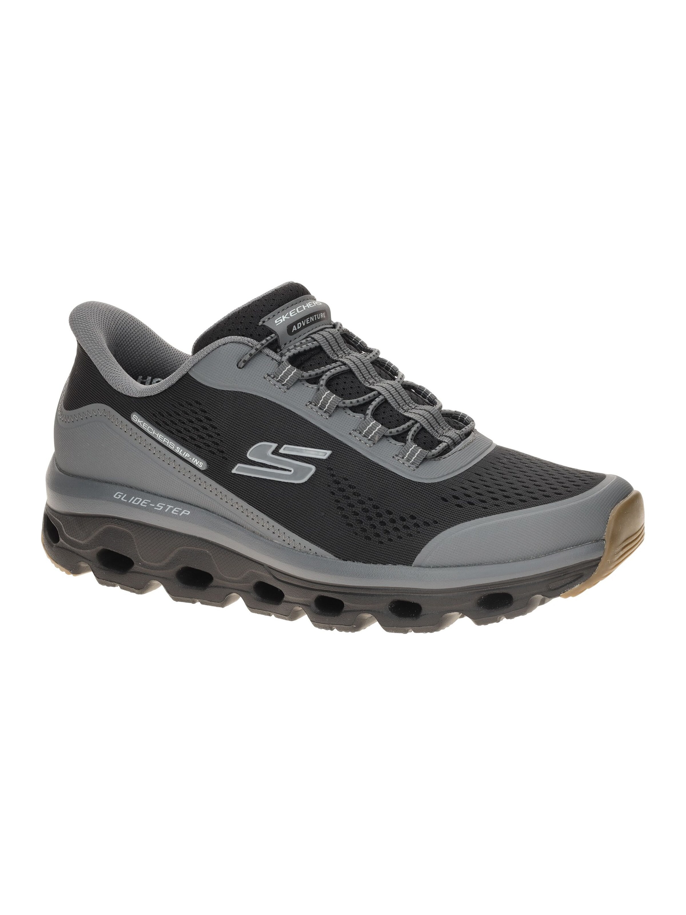 SKECHERS Slippers 'Skechers Glide Step Sole Schuhe grau schwarz Herren SLIP-INS 237812' in Grey: front