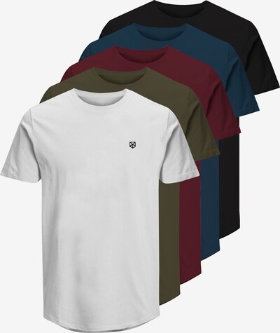 JACK & JONES T-Shirt 'Brody' en bleu marine / kaki / lie de vin / blanc, Vue avec produit