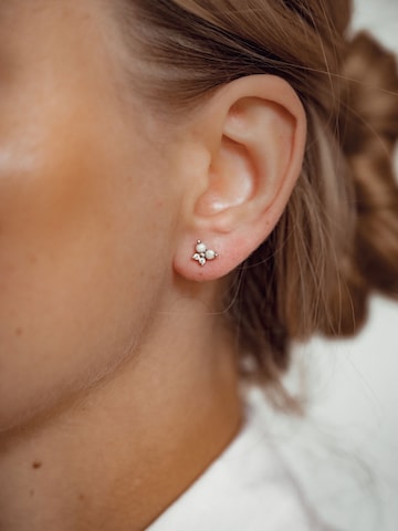 Hey Happiness Earrings 'Pearl Wings' in Silver: front