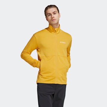 ADIDAS TERREX Athletic Fleece Jacket in Yellow: front