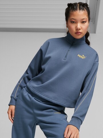 PUMA Sports sweatshirt 'ESS+ MINIMAL' in Blue: front
