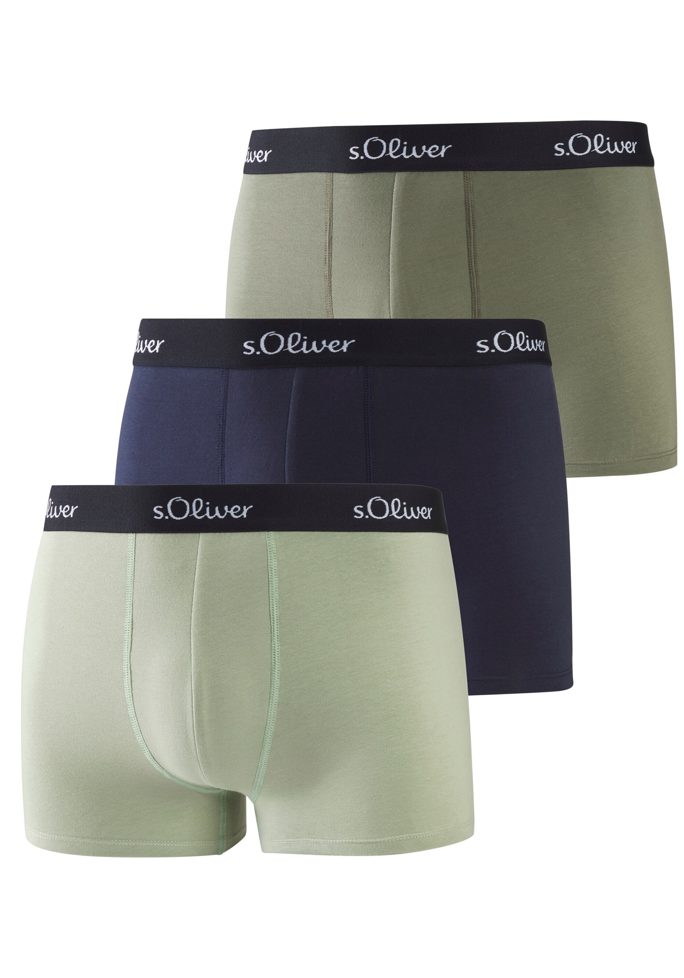 s.Oliver Boxers en bleu marine / kaki / vert pastel / noir, Vue avec produit