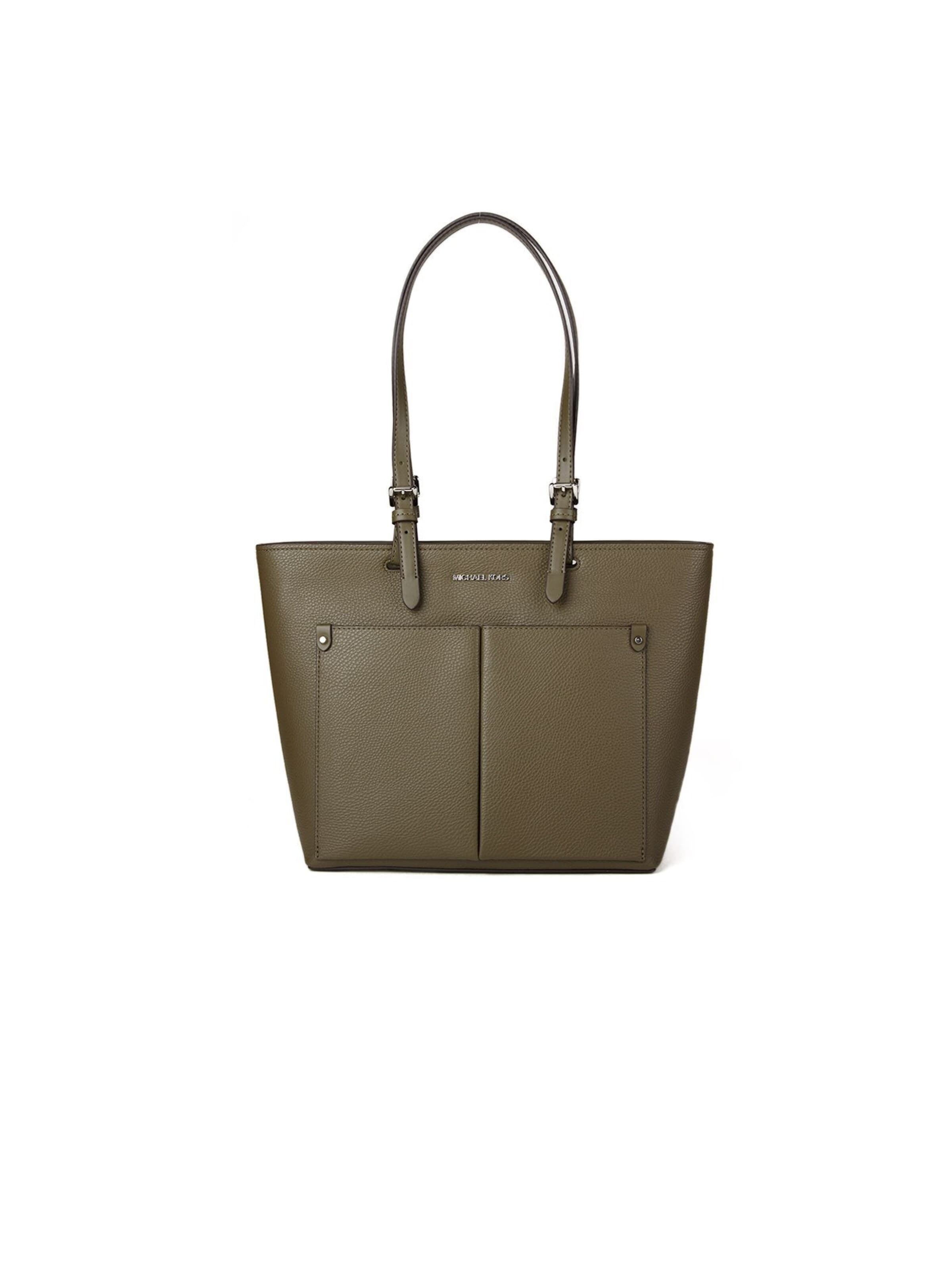 Michael Kors - Bolso de mano 'Jet Set Travel Medium Dbl Pocket Tote Non-Leather Vegan Material' en verde: frente