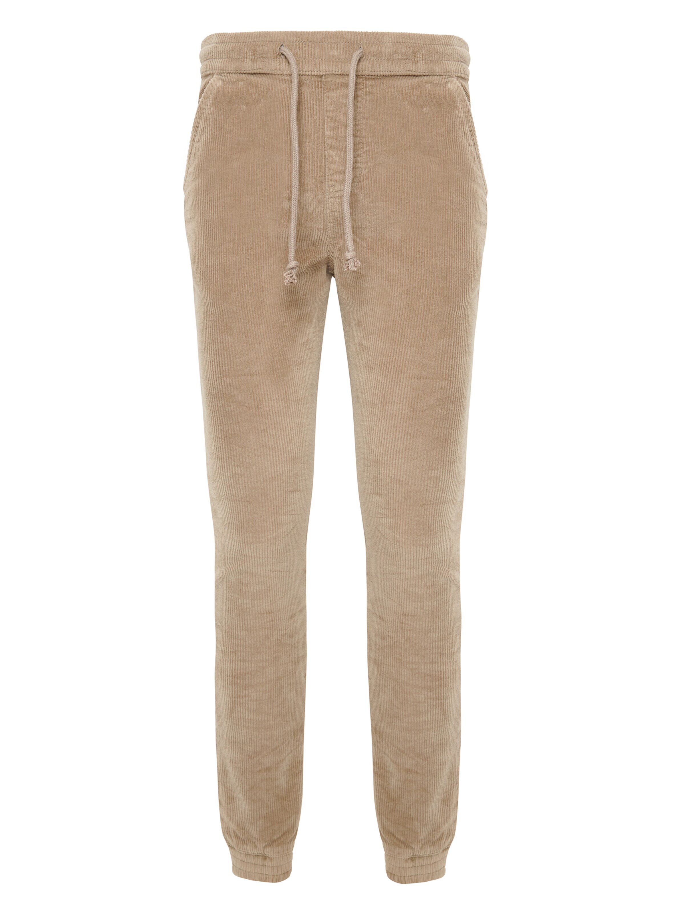 Threadbare Tapered Broek 'Roy Cord 8W' in Beige: voorkant