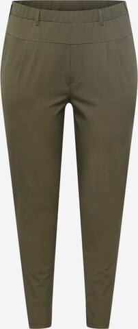 KAFFE CURVE Slim fit Pleat-front trousers 'Jia' in Green: front