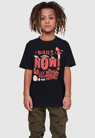 ABSOLUTE CULT Shirt 'Willy Wonka - Verruca Salt I Want It Now' in Zwart: voorkant