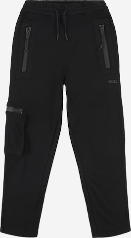 BOSS Kidswear Regular Trousers in Black: front