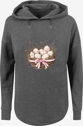 F4NT4STIC Sweatshirt 'Osterei Nest Korb Dekor' in Grijs: voorkant