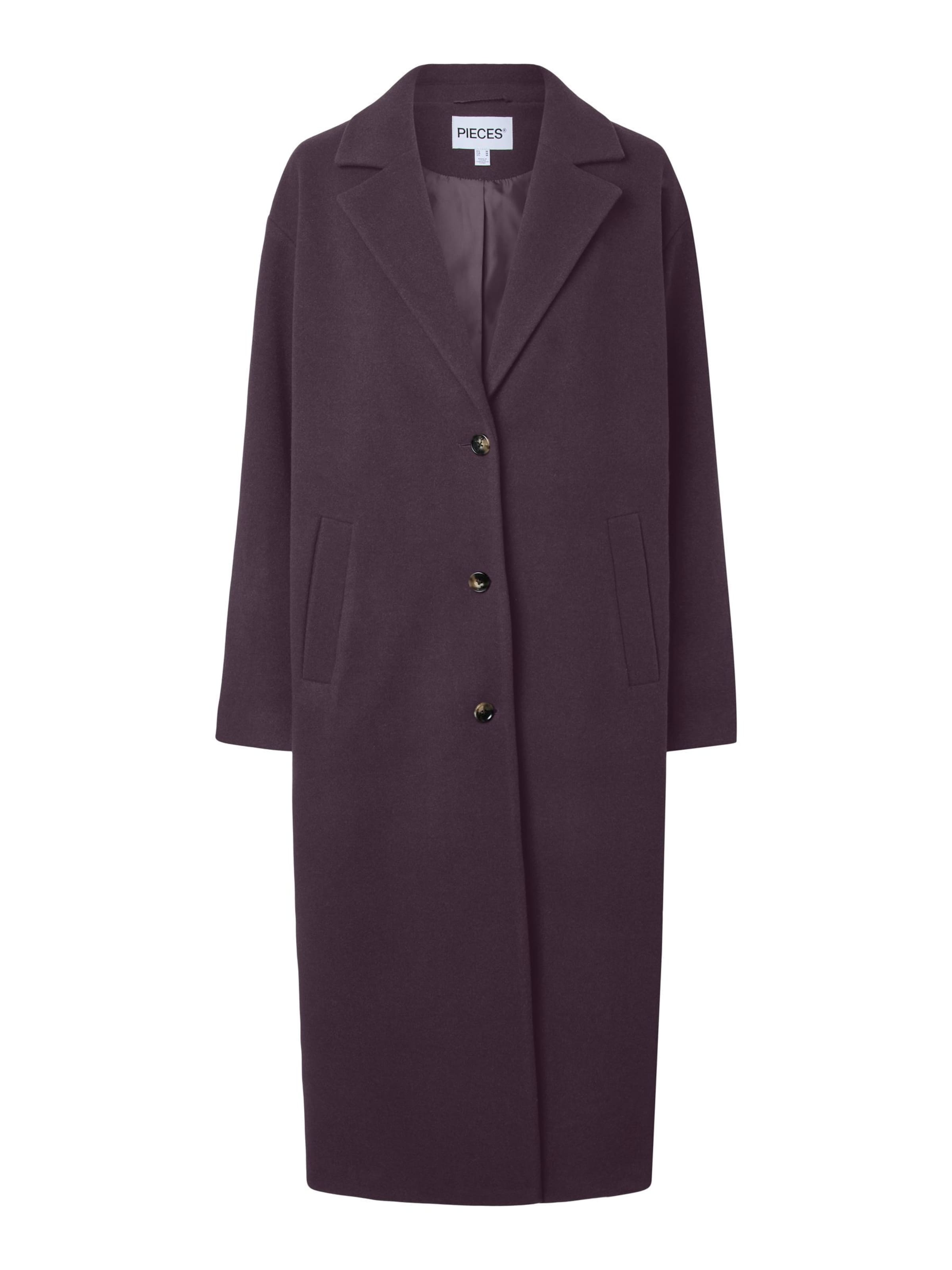 PIECES Between-seasons coat in S in Dark purple, Item view