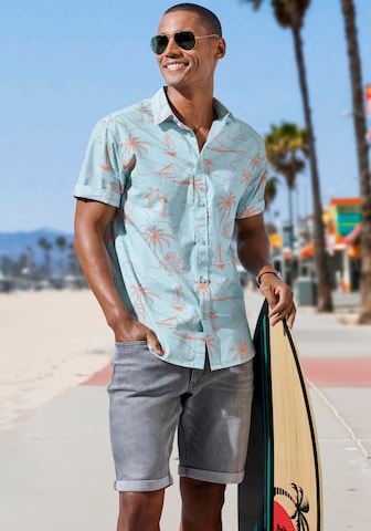 JOHN DEVIN Regular Fit Hemd 'Hawaii' in Blau