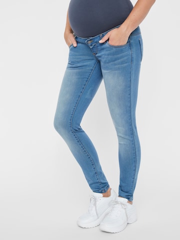 MAMALICIOUS Skinny Fit Дънки 'Fifty' в синьо: отпред