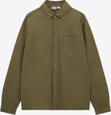 Pull&Bear Button Up Shirt in Green: front