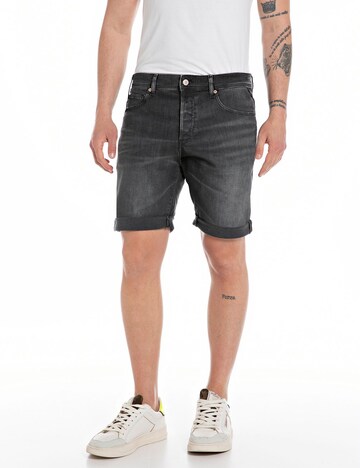 REPLAY Regular Trousers in Black: front