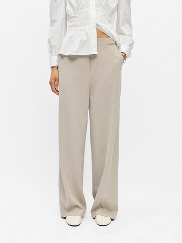 Wide Leg Pantalon à plis 'OBJKAMMY' OBJECT en gris : devant