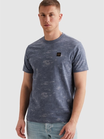 PME Legend Shirt 'PME LEGEND - T-shirt in slub cotton with allover print' in Blauw: voorkant
