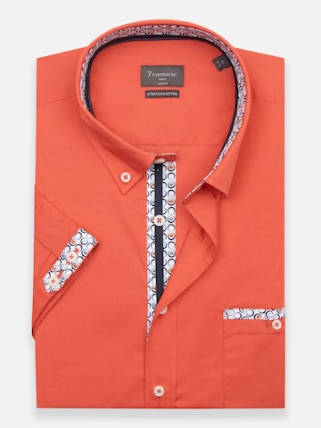 Slim fit Camicia business 'Iconic Poplin Stretch Man Shirt Short Sleeve Light Blue' di 7Camicie in arancione