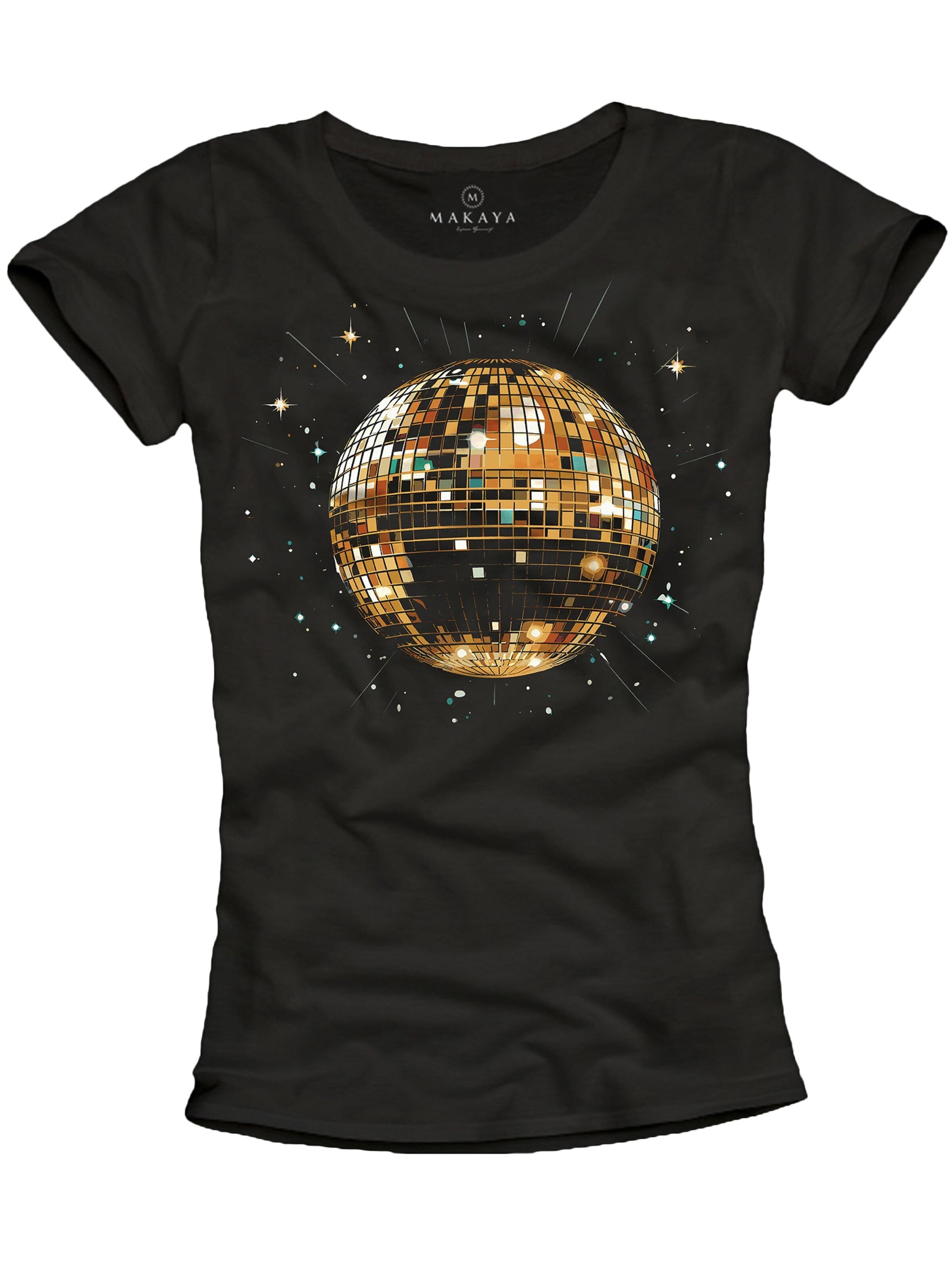 MAKAYA Shirt 'Discokugel' in Black: front