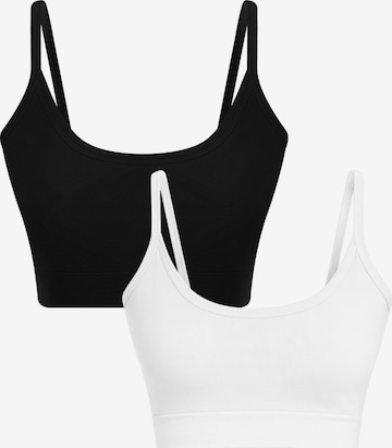 Albero Natur BH 'Bio-Baumwoll-Bustier - 2er Pack' in Schwarz: Vorderseite