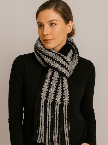 COLLEZIONE ALESSANDRO Scarf 'Grobstrick' in Black: front