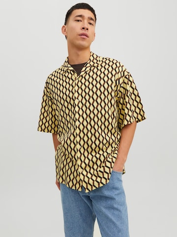 JACK & JONES Comfort fit Button Up Shirt 'Belize' in Yellow: front