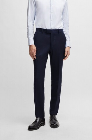 BOSS Slim fit Pleated Pants 'L-Glover' in Blue: front