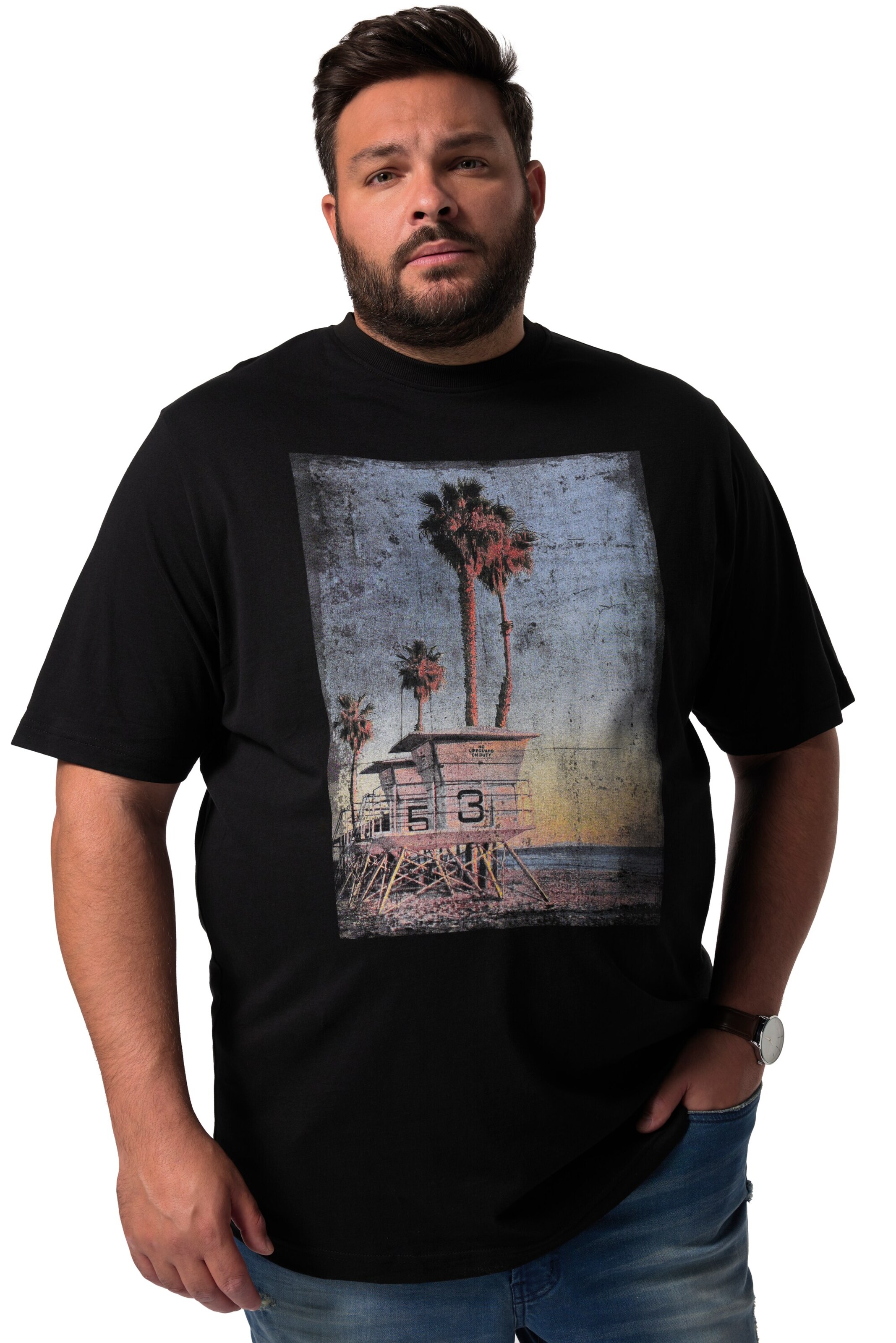 T-Shirt Men Plus en noir : devant