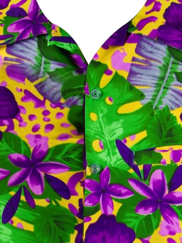 King Kameha Shirt 'Green Purple Flower' in Oranje