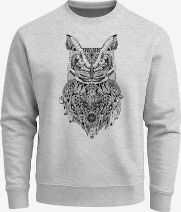 Neverless Sweatshirt 'Boho Owl' in Grau: Vorderseite