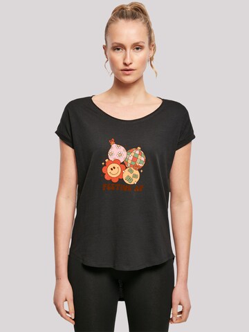 F4NT4STIC Shirt 'Festive AF Christmas Tree Balls' in Black: front