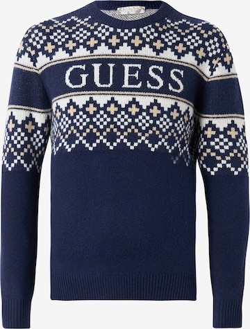 GUESS Sweter w kolorze niebieski: przód