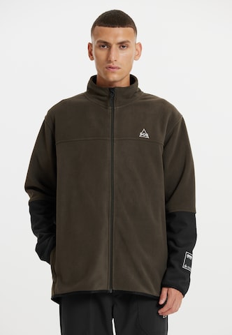 SOS Fleece Jacket 'Senja' in Brown: front