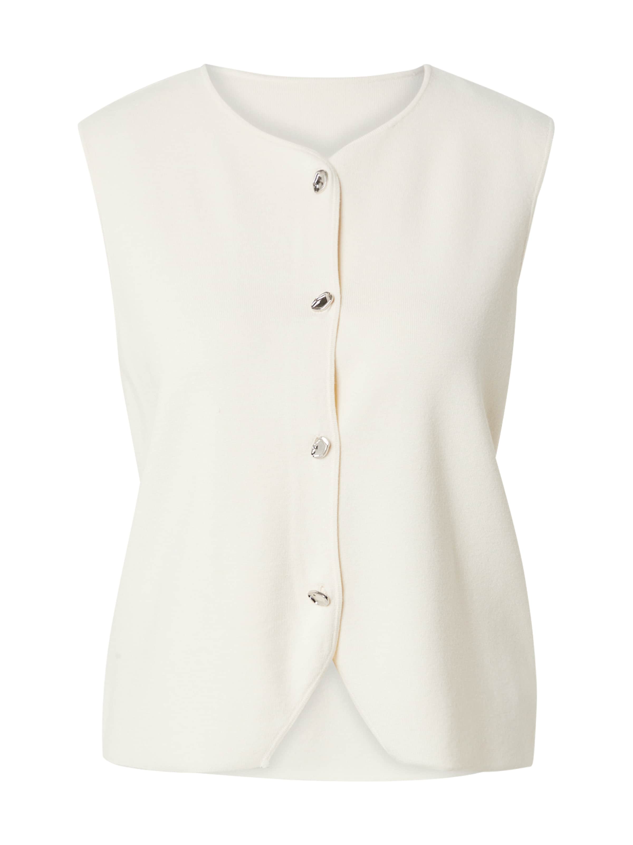 mbym Gebreide bodywarmer &#x27;Basia&#x27; in Wit: voorkant