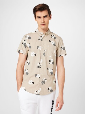 HOLLISTER Regular fit Button Up Shirt in Beige: front