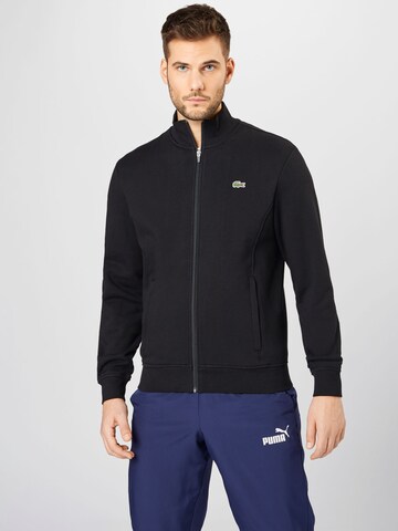 LACOSTE Zip-Up Hoodie in Black: front