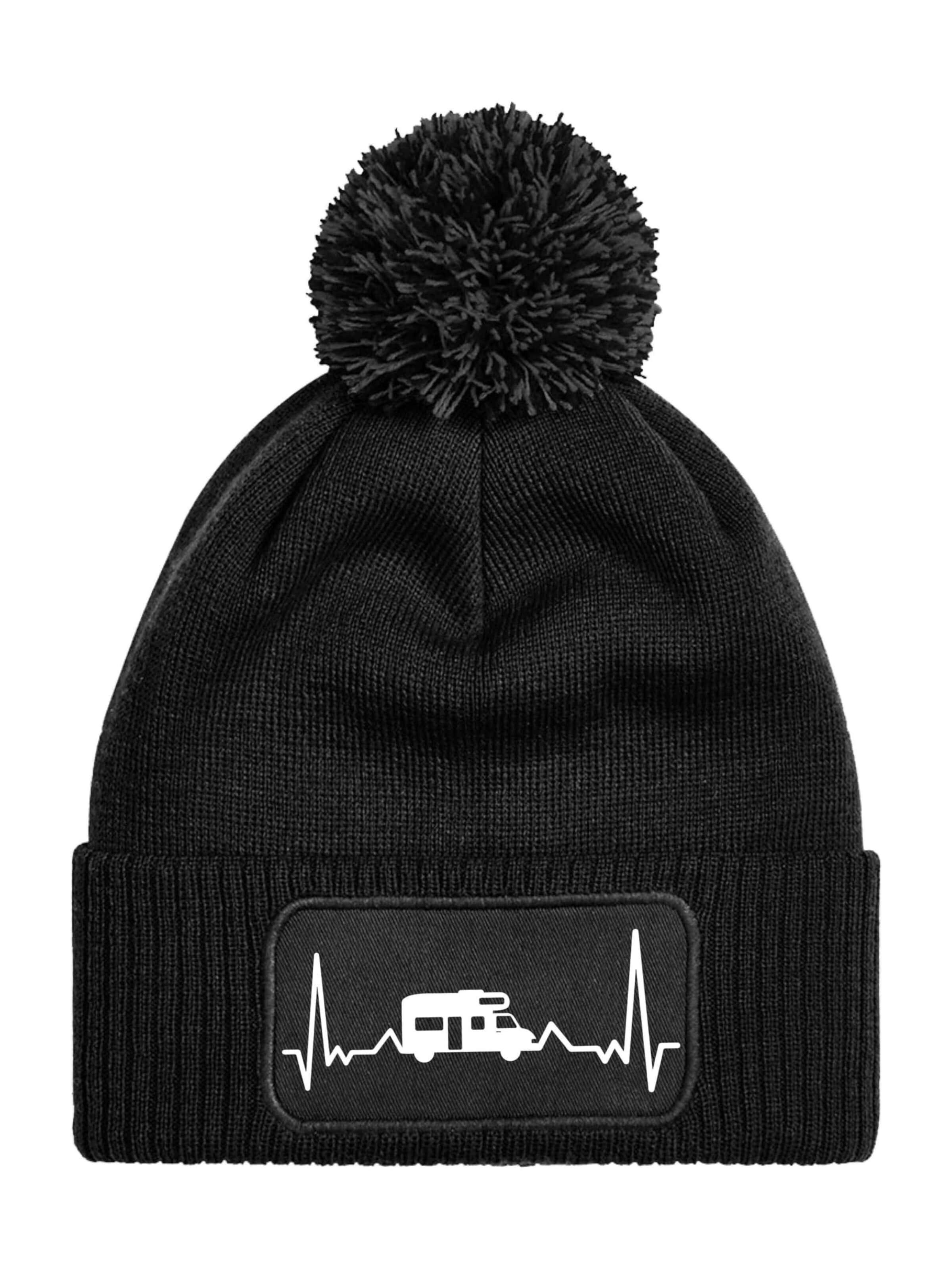Youth Designz Mütze 'Heartbeat Camping'‌‌‌‌ in Schwarz: Vorderseite