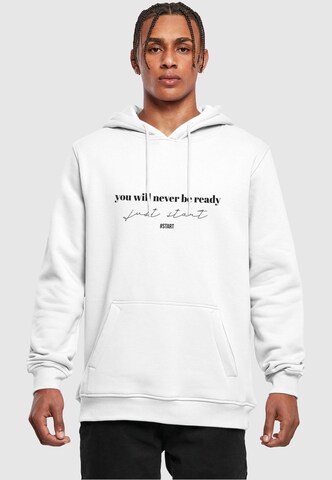 Merchcode Sweatshirt 'Just Start' in White: front