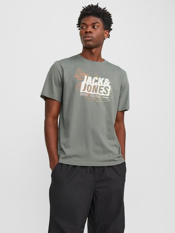 JACK & JONES Majica 'Map' | zelena barva: sprednja stran