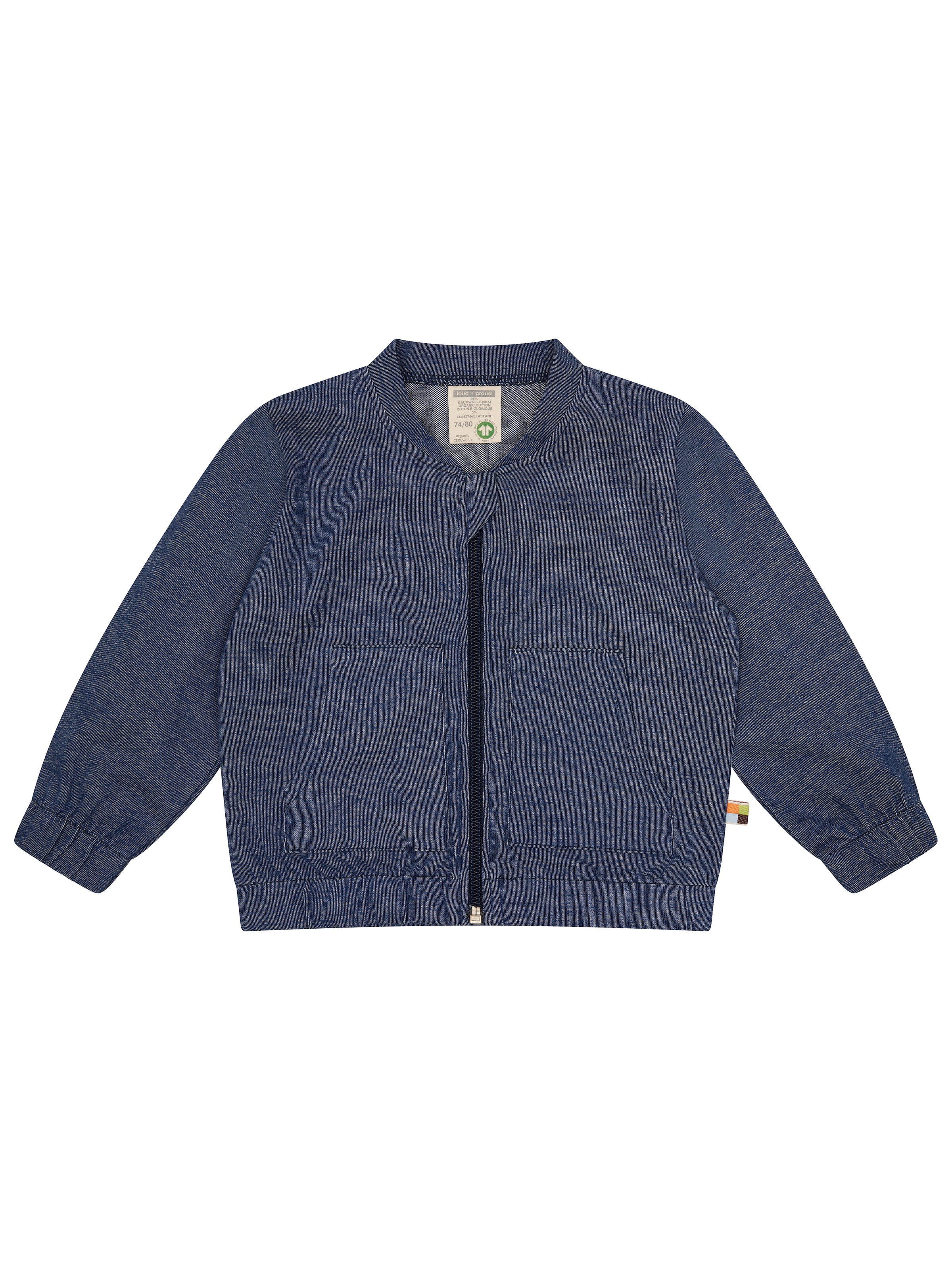 loud + proud Zip-Up Hoodie 'Jacke Denim-Optik' in Blue: front