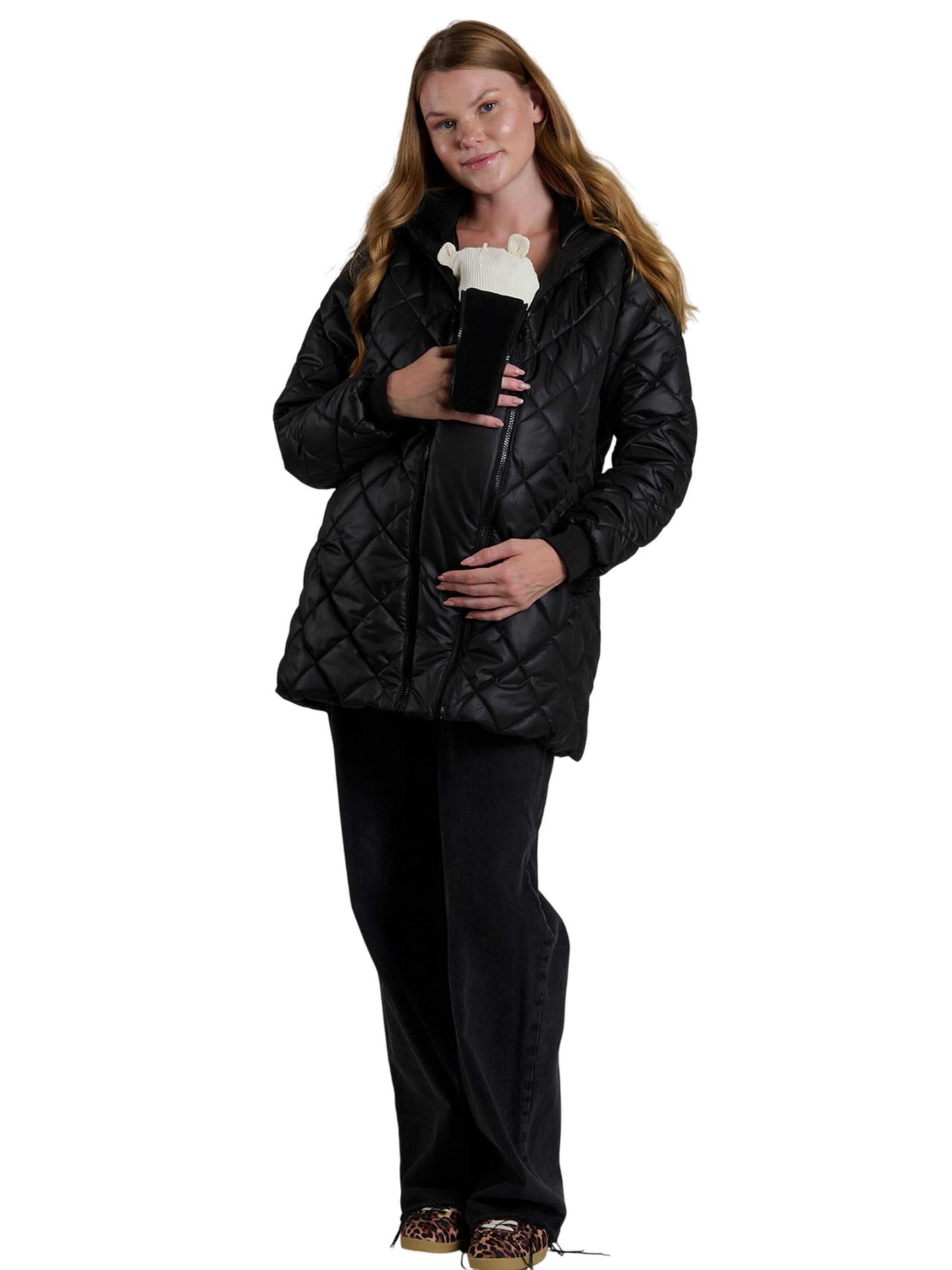 LYN MAMA Between-seasons coat in Black: front